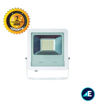 PROYECTOR LED EXTERIOR 50W Chip SMD 220-240V 3000K 4250LM 120º IP65 BLANCO, Ref. AYE565000WW