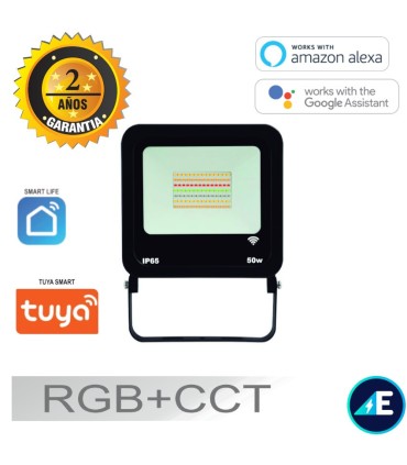 PROYECTOR LED RGB+CCT SMART 30W WI-FI ANDROID APPLE (ALEXA y SIRI) SMD 220-240V 3750LM IP65 120º NEGRO, Ref. AYE565001RGBM