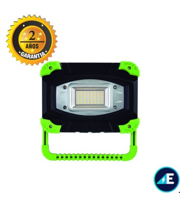 PROYECTOR LED CON BATERÍA RECARGABLE 20W SMD 1600LM 6000K IP54 NEGRO/VERDE, Ref. AYE562001BCW