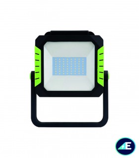 PROYECTOR LED CON SOPORTE CON CABLE 1,5 METROS + 2 BASES SHUCKO 50W SMD 4500LM 6000K IP54 NEGRO/VERDE, Ref. AYE565001PCW