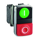 Cabeza Pulsador Doble Verde y Rojo Rasantes ø 22mm, Ref. ZB4BA7341 SCHNEIDER ELECTRIC Gama Harmony XB4 rectangular