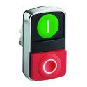 Cabeza Pulsador Doble Verde saliente, Rojo rasante, Ref. ZB4BL7341 SCHNEIDER ELECTRIC Gama Harmony XB4 rectangular